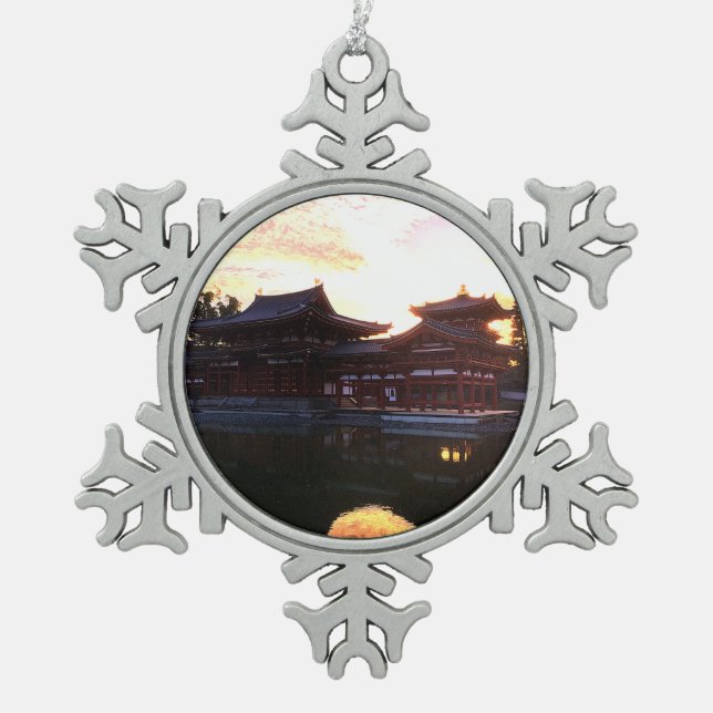 Neige Byodo-in, Kyoto, Japon #1 Ornement de flocon de ne (Devant)