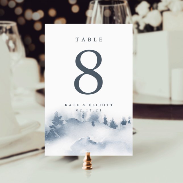 Neige | Carte de numéro de table personnalisée (Créateur téléchargé)