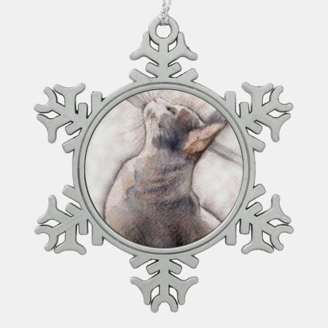 Neige Chat gris de smoking en ornement de flocon de (Devant)