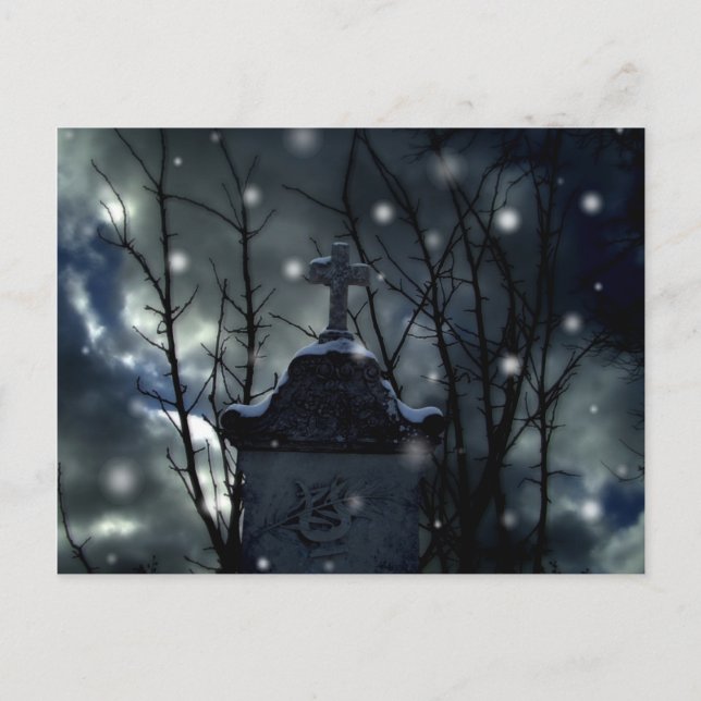 Neige dans la carte postale du cimetière (Devant)