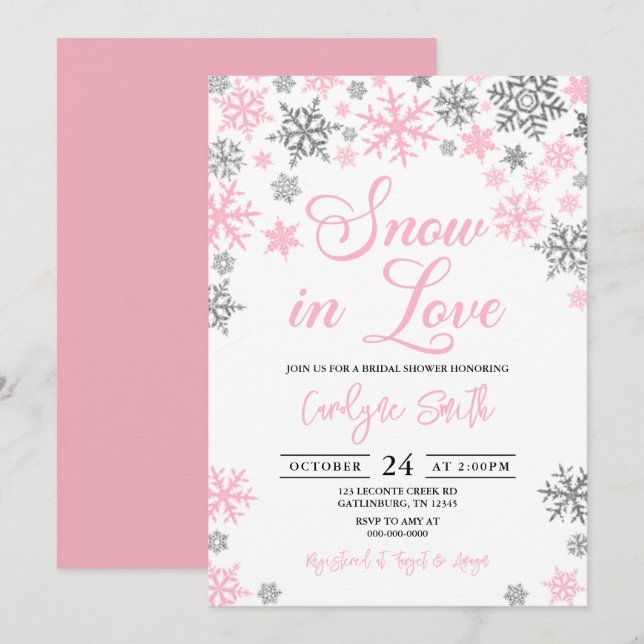 Neige dans l'amour Noël nuptiale douche Invitation (Devant / Derrière)