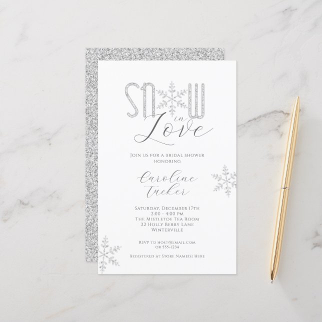 Neige dans l'amour Silver Douche nuptiale Invitati (Devant/Arrière en situation)