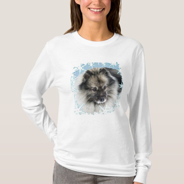 Neige dans le T-shirt de Keeshond de visage (Devant)