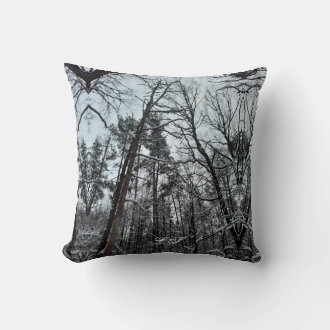 Neige dans les bois  LS Coussin de jet (Recto)
