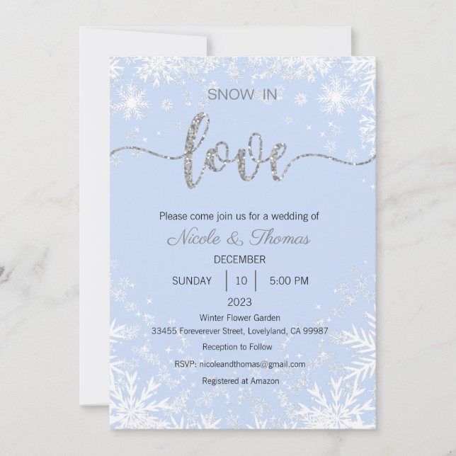 Neige en amour Faire-part de mariage, Mariage d'hi (Devant)