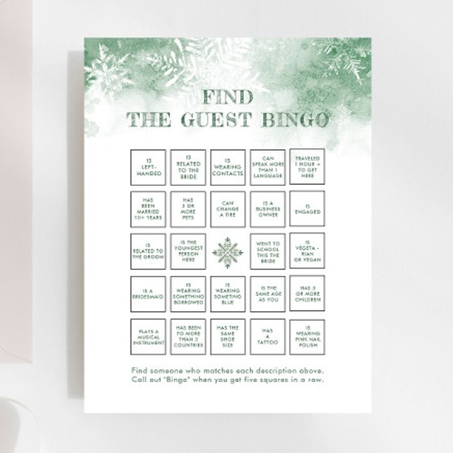 Neige en amour jeu nuptiale Trouver l'invité Bingo (Créateur téléchargé)