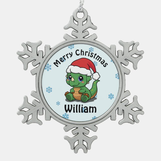 Neige Joyeux Noël personnalisé ornement de flocon de nei (Devant)