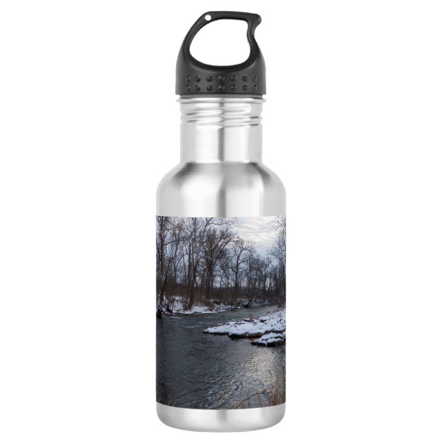 Neige le long de la bouteille d'eau de la rivière  (Devant)