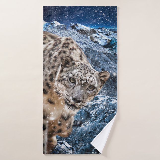 NEIGE LEOPARD NUAGE MARCHER (Serviette de bain)