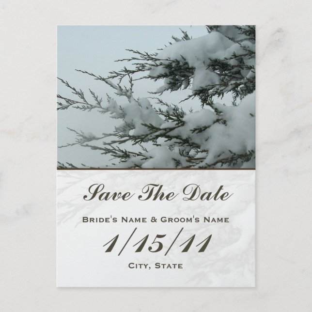 Neige Mariage D'Hiver Enregistrer La Date Carte Po (Devant)