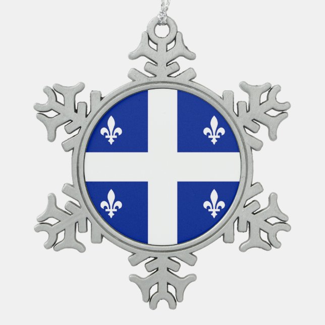 Neige Ornement de flocon d'eau à drapeau québécois (Devant)