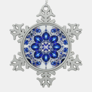 Neige Ornement de flocon d'neiges en blanc bleu