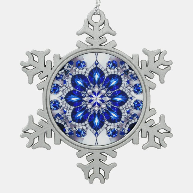 Neige Ornement de flocon d'neiges en blanc bleu (Devant)