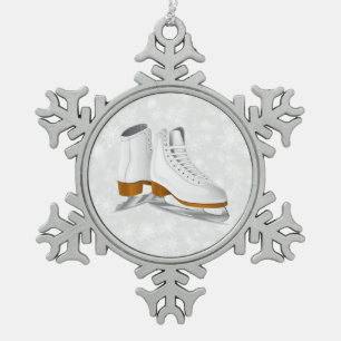 Neige paire de patins à glace blanche ornement de flocon