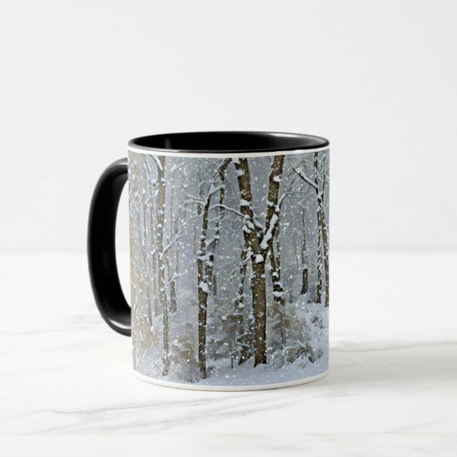 Neige sur les arbres sauvages hiver saison Art Mug (Devant gauche)