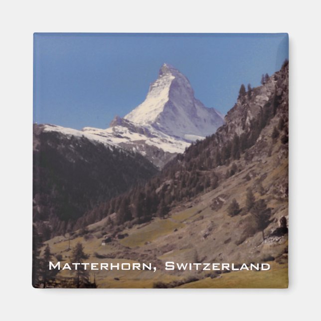 Neige sur Matterhorn Blue Sky Alpine Forest Magnet (Devant)