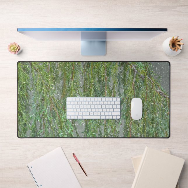 Neige - Vert Noël Arbre bureau Mat Pad (Bureau 1)