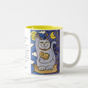 Neko bleu avec Bouddha sur Mug Coussin or