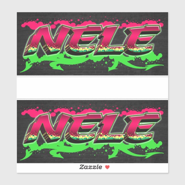 Nele prénom nom autocollant graffiti sticker (Feuille)