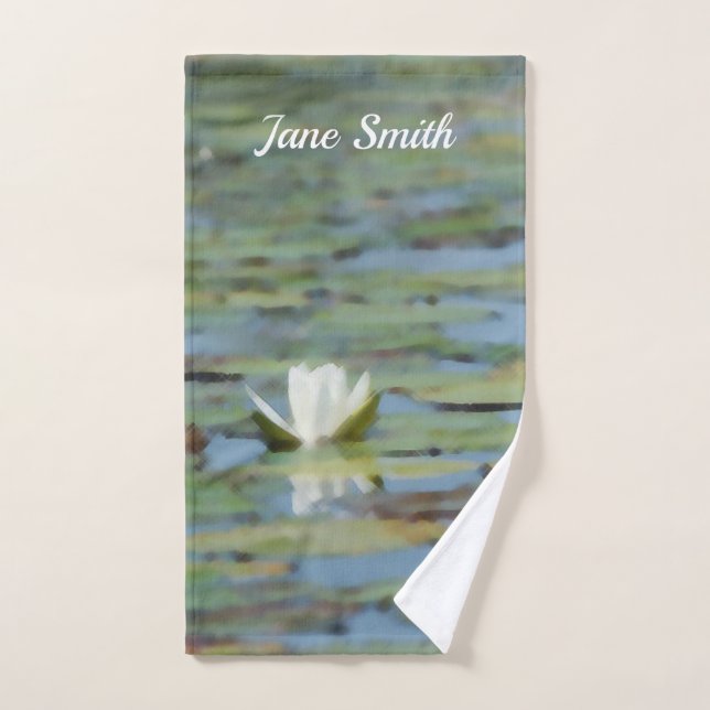Nénuphar Lake Flower Watercolor serviette à main (Serviette à main)