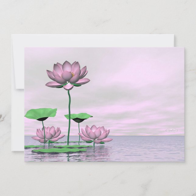 Nénuphars roses et fleurs de lotus - rendu 3D (Devant)