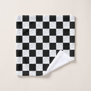 Neo Deco Noir et Damier Marbre Faux Blanc