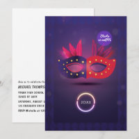 Neo Masquerade Masque Graduation Party Invitation