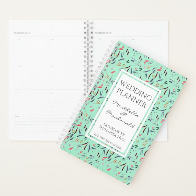 NEO MINT MARIAGE floral personnalisé (Devant avec enveloppe)