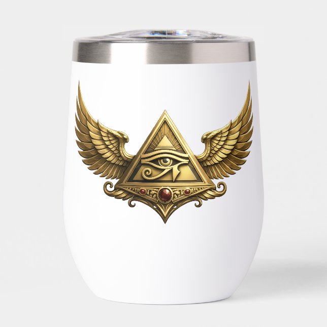 NeoAnkh | Œil d'Horus en 3D or et Pyramide ailée (Avant)