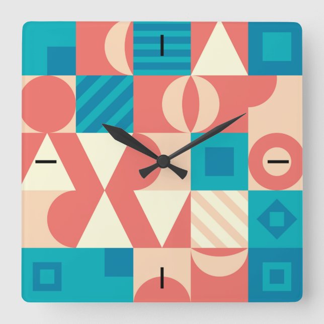 NeoGeo motif carré horloge murale (Recto)