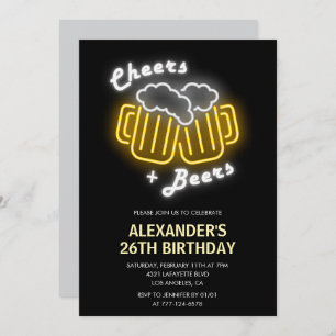 Neon 26e anniversaire invitation Cheers and Beers
