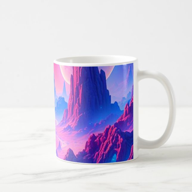 Neon Alien Planet Mug | Coupe de café cosmique Sci (Droite)