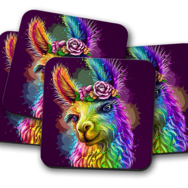 Neon Alpaca | Ensemble de Dessous de verre de lièg (Créateur téléchargé)