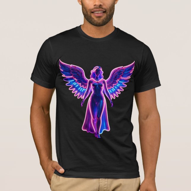 Neon Angel Wings Cyberpunk Aesthetic Men's T-Shirt (Devant)