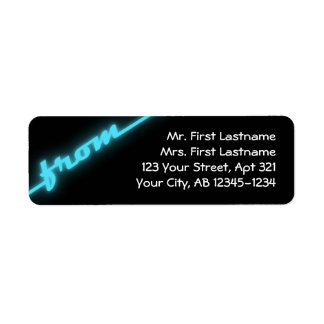 Neon Aqua Bleu & Noir Adresse de retour Étiquettes