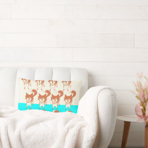 Neon Aqua Monogram Stylisé Fox Coussin