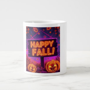 Neon Autumn Mug - Happy Fall Leaves