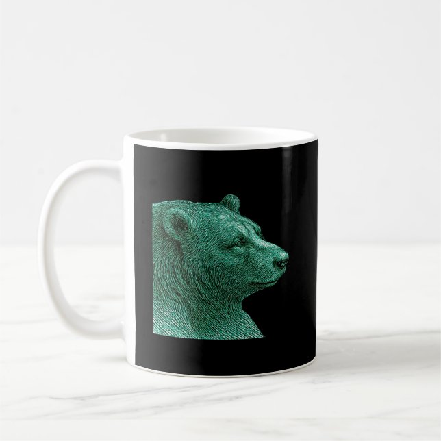 Neon Bear Line Art Coffee Mug – Modern Wildlife Il (Gauche)