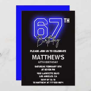 Neon Black invitations pour 67e anniversaire Men S