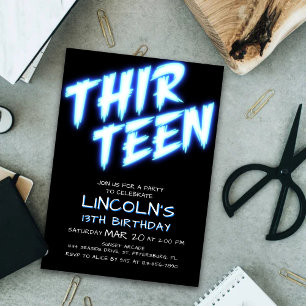 Neon Boys Pool 18ème anniversaire Invitation