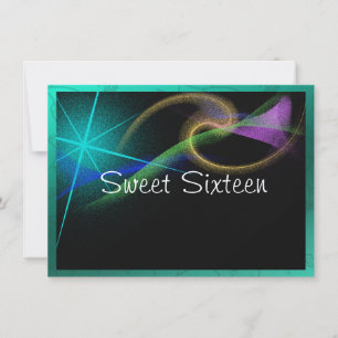 Neon brillant, Étincelle, Invitation Sweet sixteen