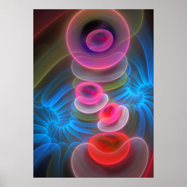 Neon Bubbles, cool artistique Poster abstrait (Devant)