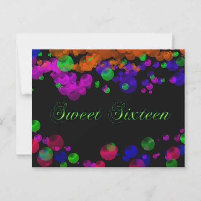 Neon Bubbles Sweet sixteen Invitation (Devant)
