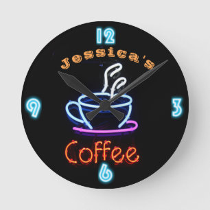 Neon CAFE CAFÉ Horloge personnalisée Ajouter un no