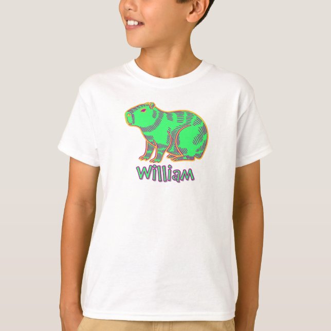 Neon Capybara Kids T-Shirt – Cute Colorful Animal  (Devant)