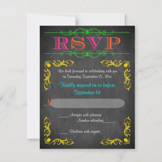 Neon Chalkboard Bat mitzvah RSVP (Devant)