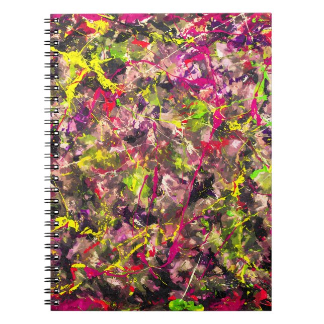 Neon Chaos Abstrait Paint Splatter Carnet (Devant)