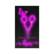 neon coiffeur ciseaux papillon carte de visite