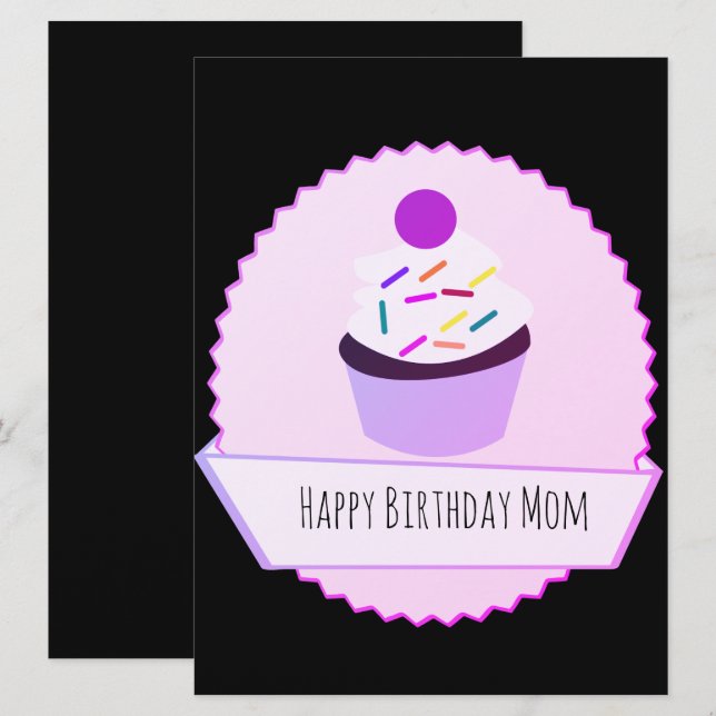 Neon Cupcake Bonne Bannière d'anniversaire (Devant / Derrière)