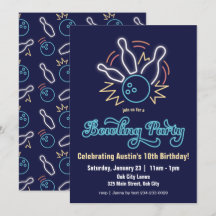 Neon Cyber Bowling Invitation Anniversaire